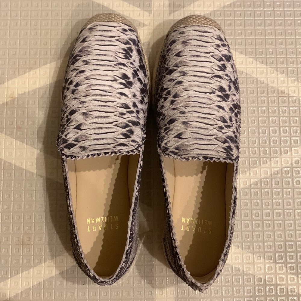 Stuart Weitzman Natural Buck Molorru Snake Print Sneaker Shoes